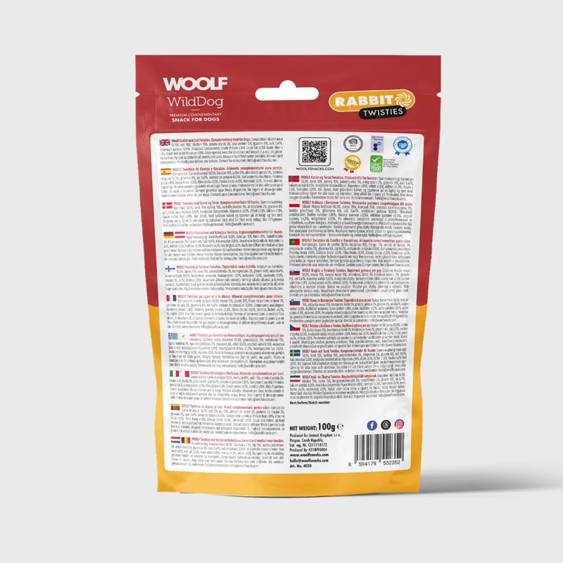 Woolf Wilddog  Rabbit & Cod Twisties 100g