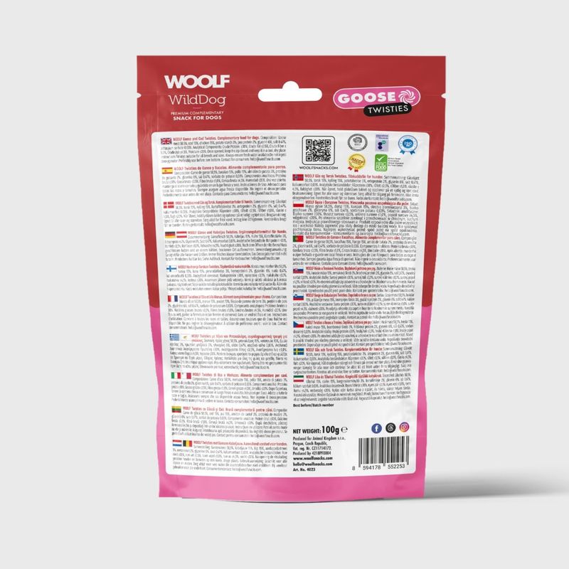Woolf Wilddog Goose & Cod Twisties 100g
